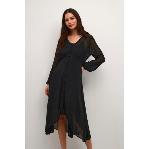 NWT CREAM Chery Black Flowy Dress - Zally Fit - Picture 2 of 5